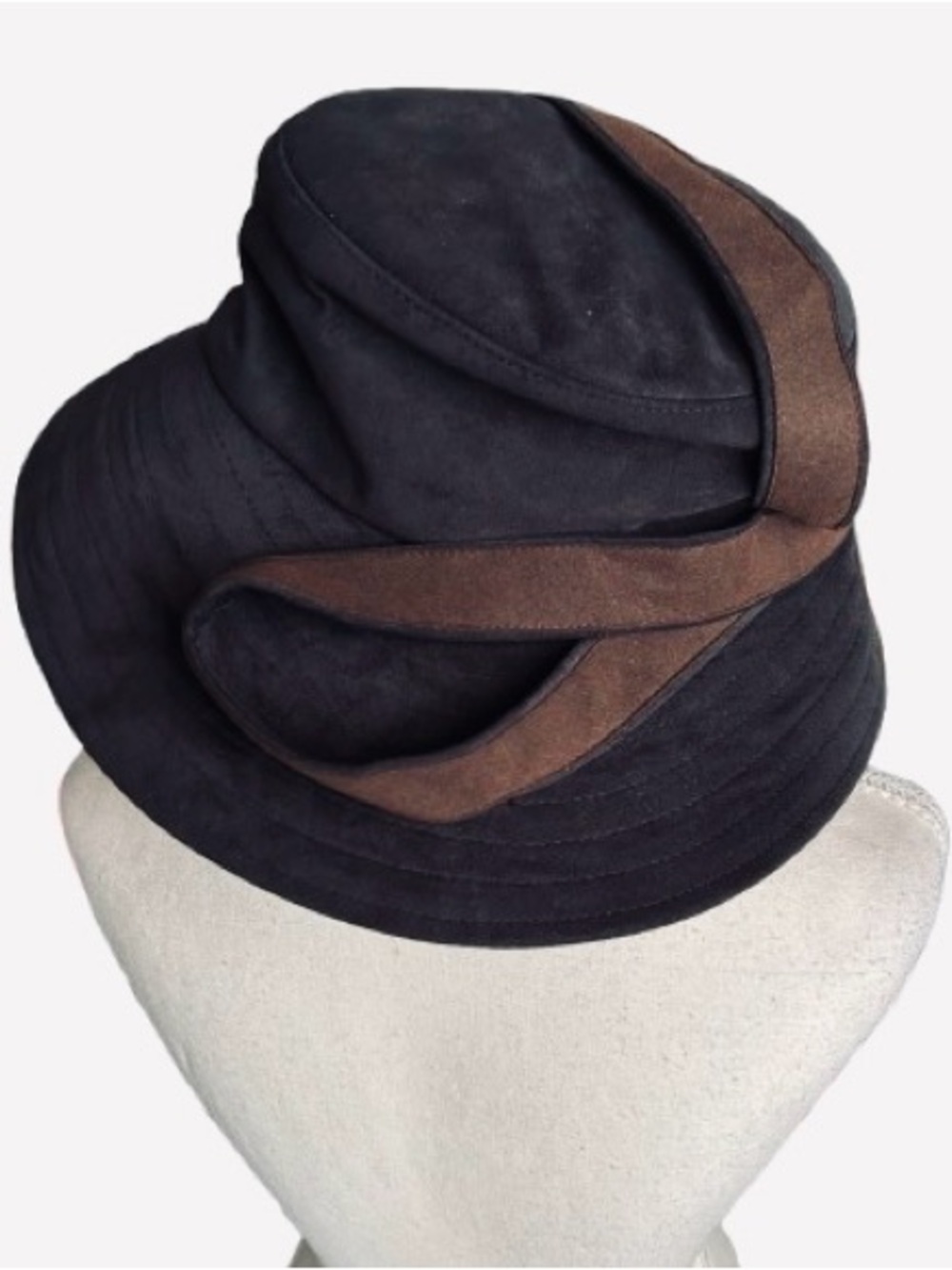 Vintage ERIC JAVITS Hat Weatherproof Fabric Brown Black 60s 70s - Picture 10 of 16